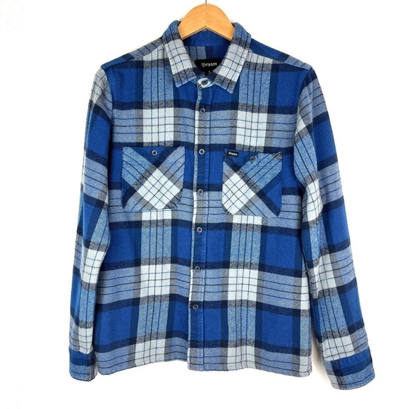 Brixton Blue Plaid Flannel Button Down Shirt size small - Picture 1 of 4